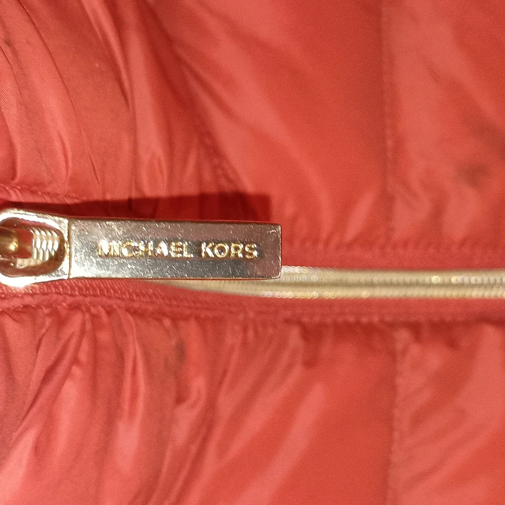 Michael Kors Women's Orange Quilted Puffer Jacket Small